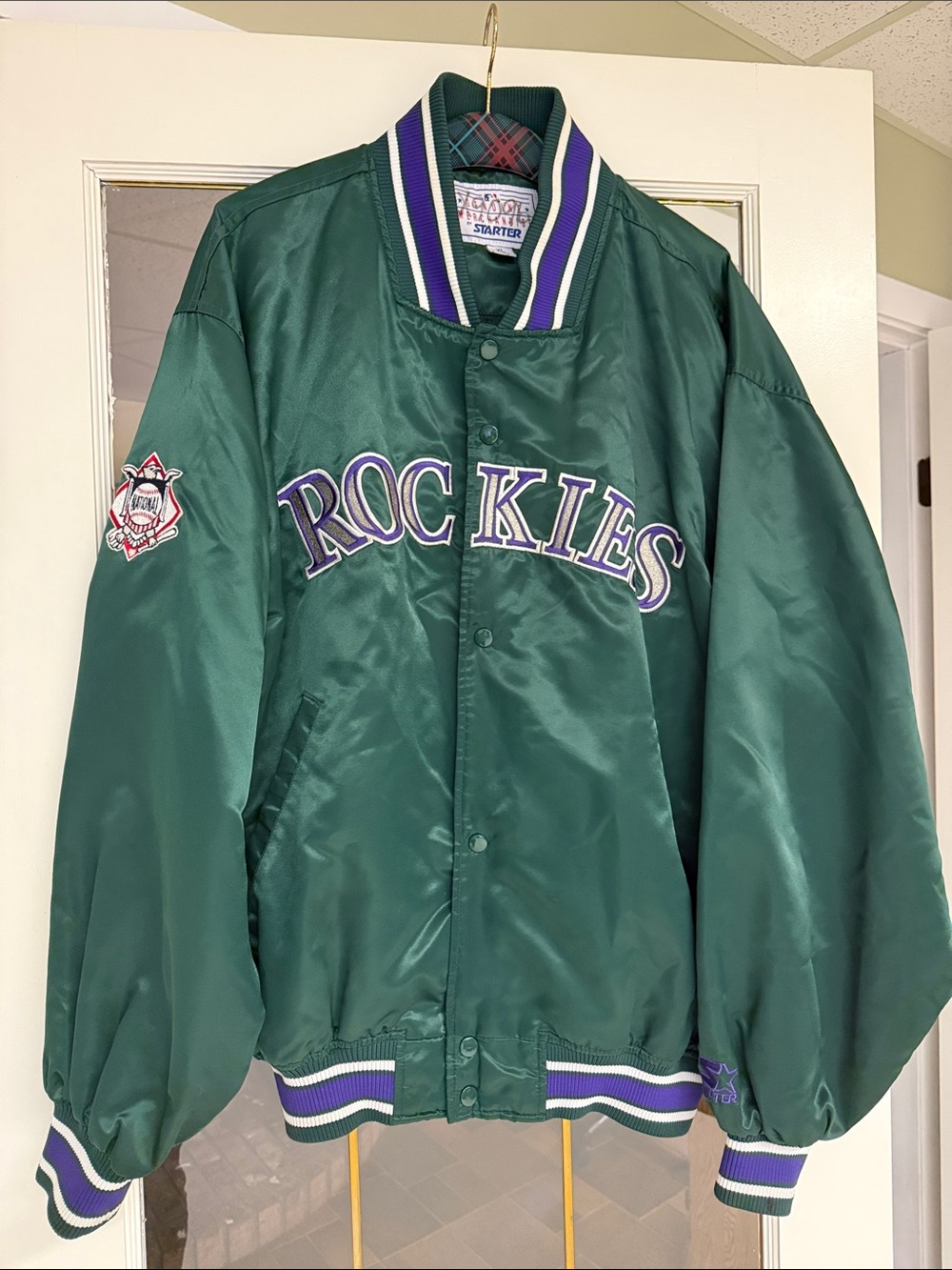 STARTER Green Satin Colorado Rockies Jacket